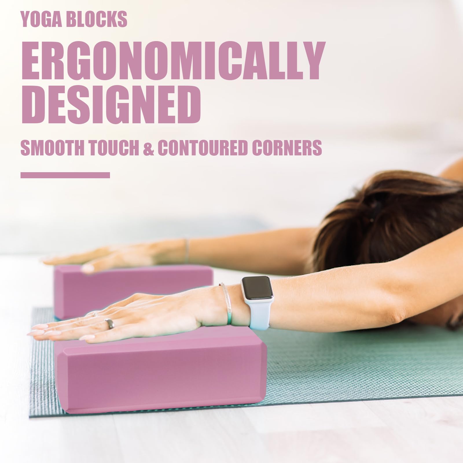 2 Pcs Yoga Blocks, 9x6x3 Foam Blocks Yoga Props for Pilates Stretching and Meditation Exercise Blocks Lightweight Yoga Essential
