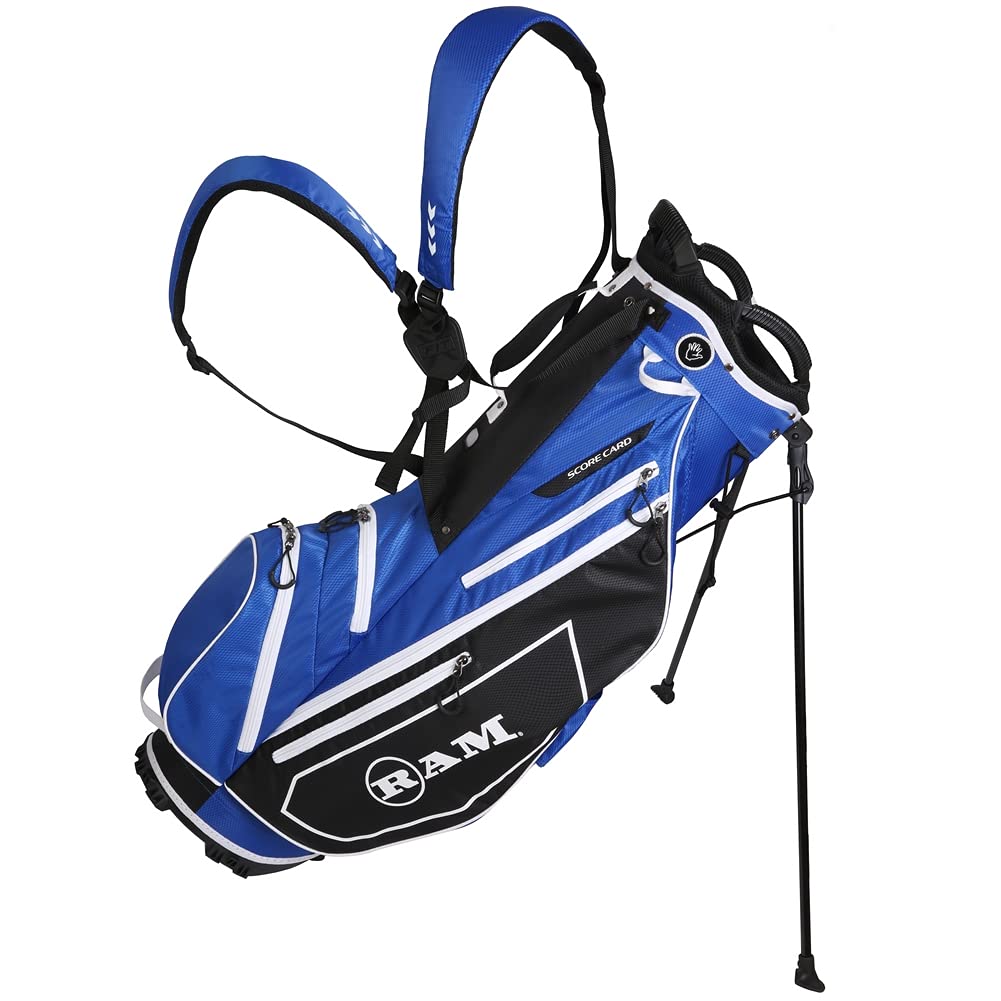 Ram Golf FX Lightweight Golf Stand Carry Bag, Blue/Black