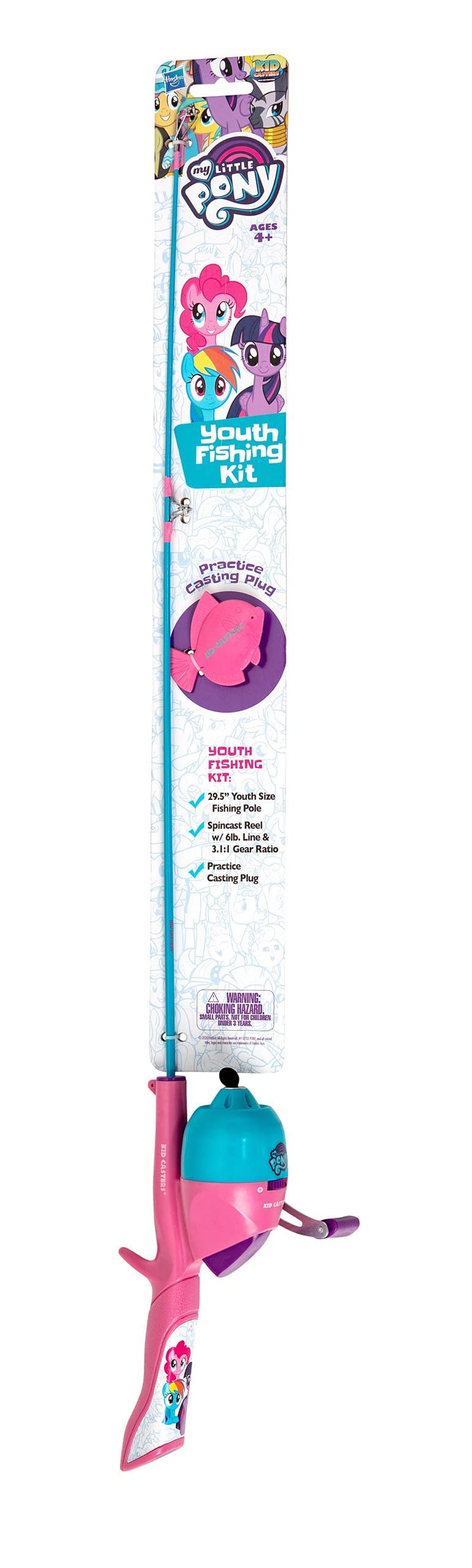 Kid Casters: My Little Pony Youth Fishing Pole | Spincast Reel & Practice Casting Plug | Small & Easy To Use (Pre-Spooled With A