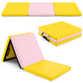 Goplus Folding Gymnastics Mat, Tri-Fold 6X 2X 2? Tumbling Exercise Gym Mat With Pu Leather Cover, Hook & Loop Fastener & Carryin