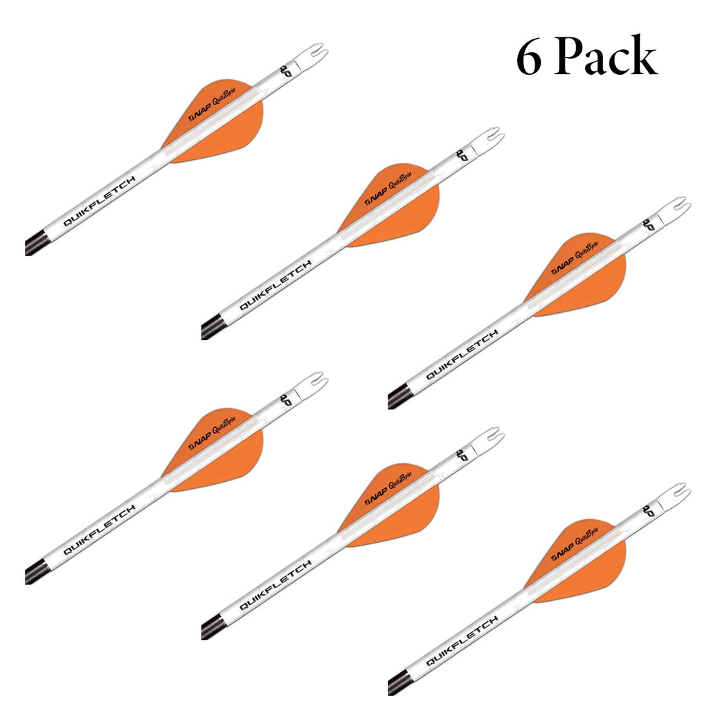 New Archery Products Quikfletch Quikspin 2'' 3-Vane Stabilizing Fletching - White Tube, Orange/White Vanes
