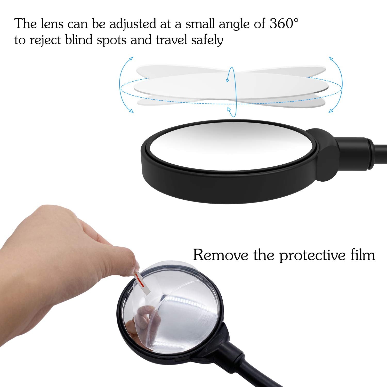 Royor Bike Mirrors For Handlebars Rearview Mirror - Bicycle Mirrors For Handlebars, 360 Adjustable Rotatable Bicycle Mirror For