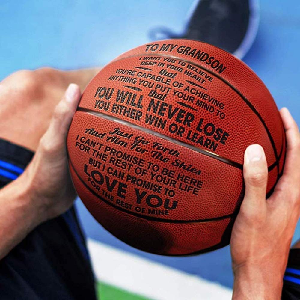 Kaayee Engraved Basketball For Grandson, Grandson Gift From Grandparents, Custom Birthday Graduation Back To School Gift For Gra
