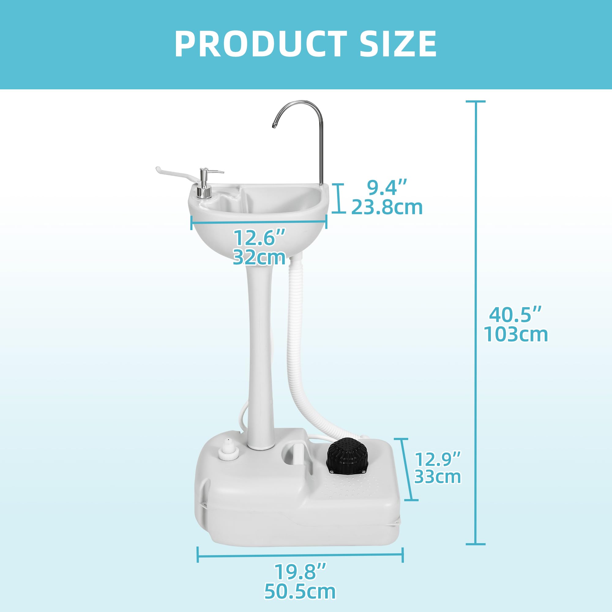 Yitamotor Portable Sink 17L Camping Hand Washing Station With Wash Basin Stand And Carry Bag, Wheels, Towel Holder, Soap Dispens