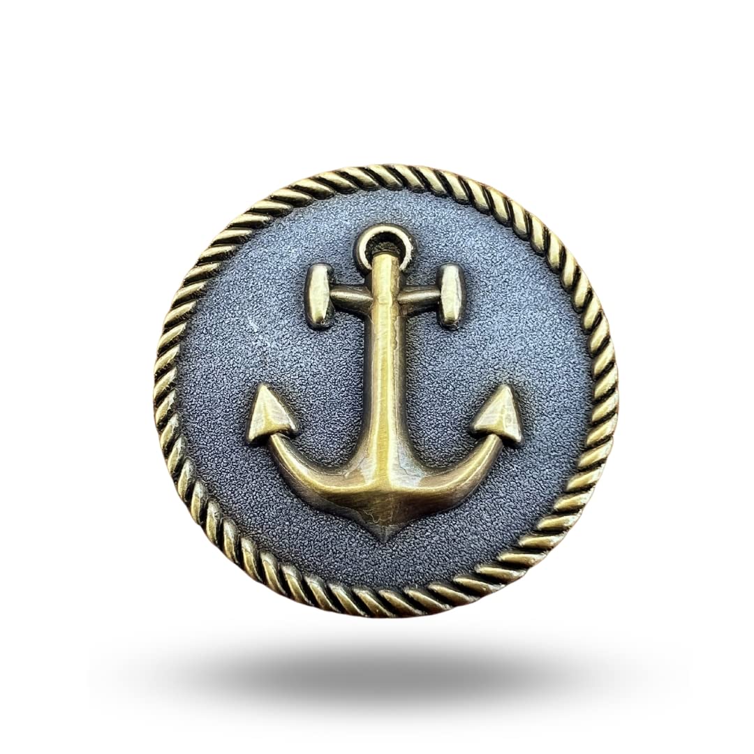 Full Metal Markers Anchor Navy Unique Magnetic Metal Golf Ball Marker Accessory With Hat Clip For Men And Women (1 Golf Ball Mar