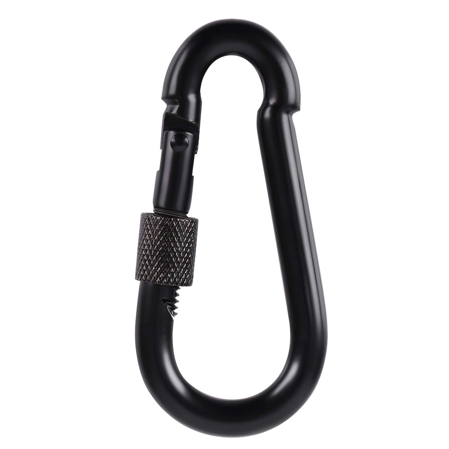Bewishome 4 Pack Carabiner Solid Metal D Clips Black Carabiner With Heavy Duty 500Lbs Screw Gate Multifunctional Hammock Locking