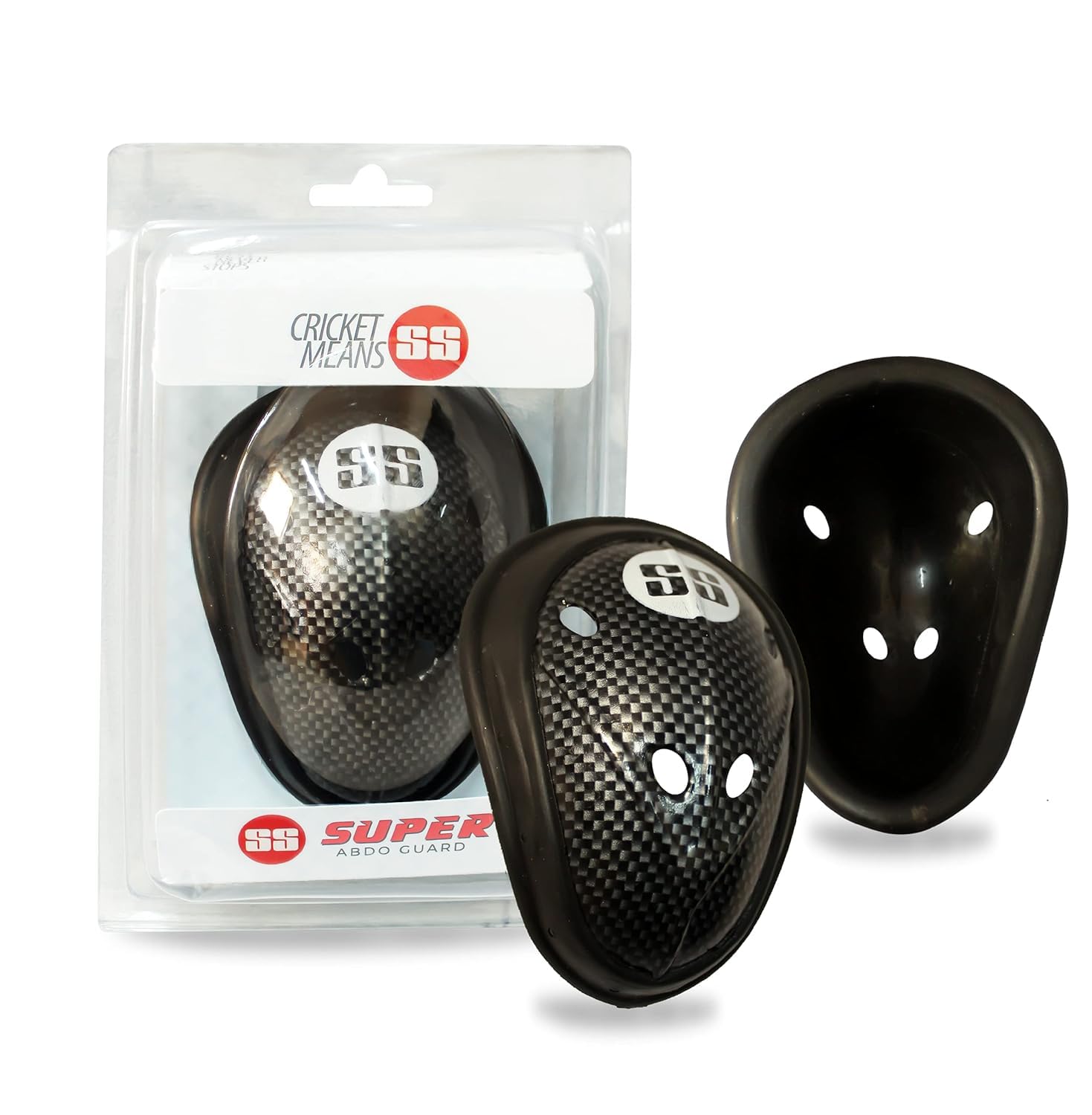 SS Super Poly Plastic Pro Abdominal Cricket Pad (Black, Size: Men) | Ultimate Comfort Soft Feel | Superior Shock Absorption