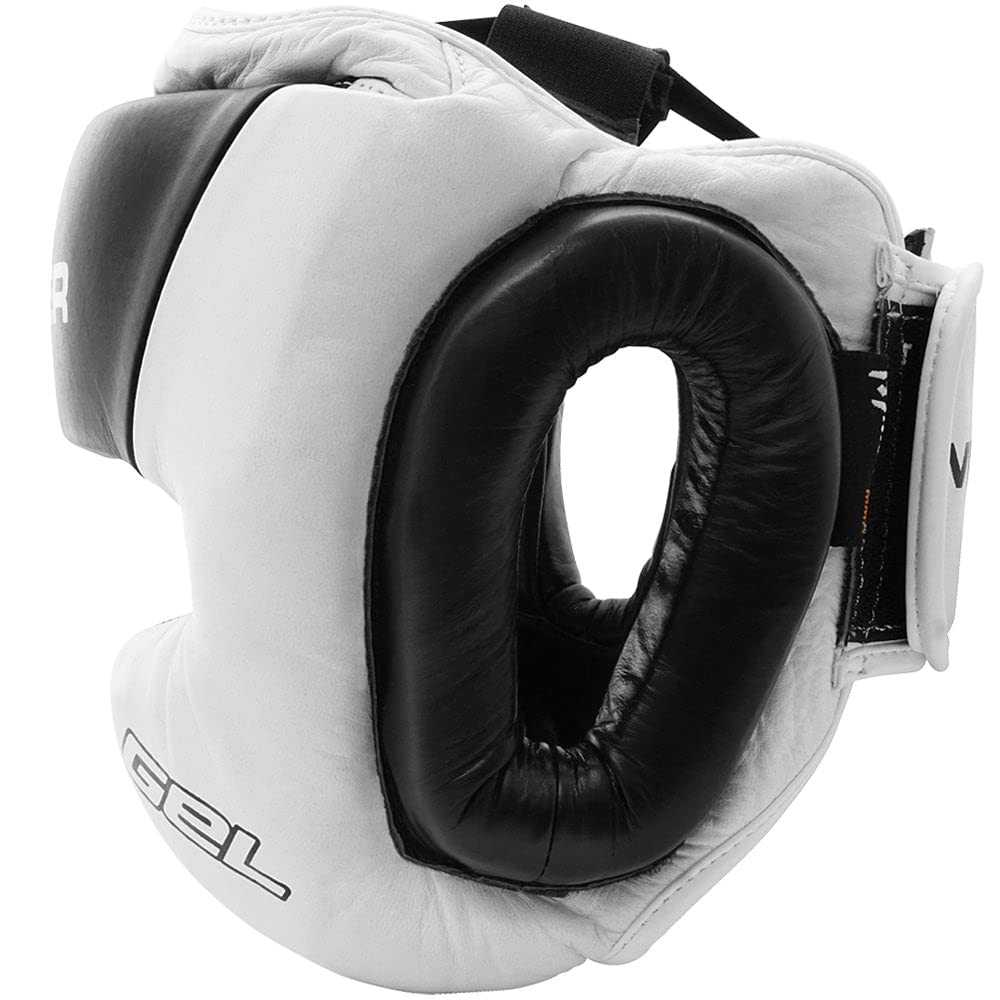 Meister Gel Full-Face Training Head Guard For Mma, Boxing & Muay Thai - White/Black - Large/X-Large
