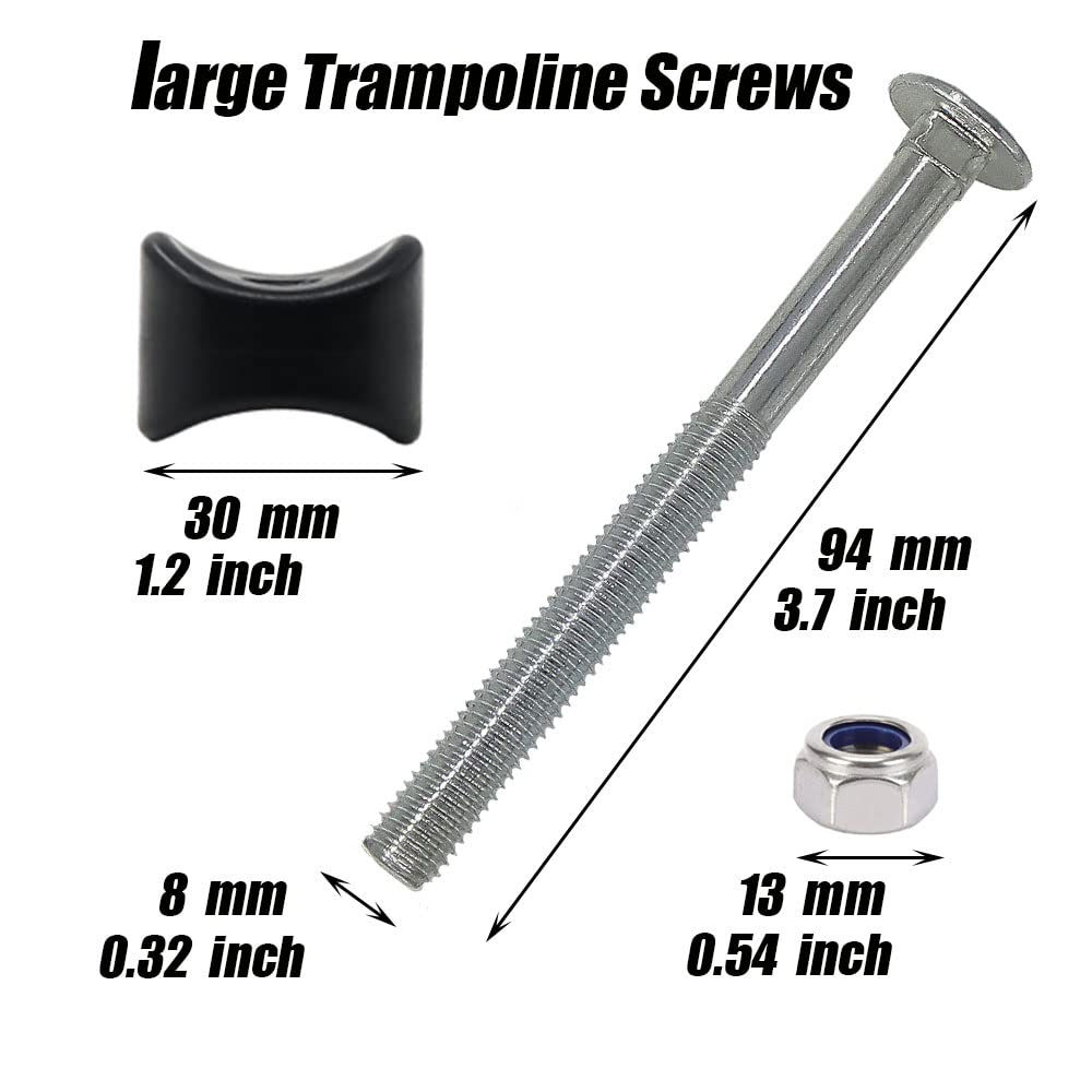 6 Pack 8Mm X 94Mm Trampoline Screws Steel Trampoline Screws Long Screw Trampoline Replacement Parts Trampoline Accessories Enhan