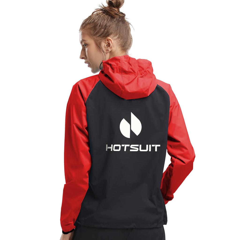 Hotsuit Sauna Jacket Women Sweat Jacket Weight Loss Workout Gym Exercise Sauna Suit Shirts, Red, 4Xl