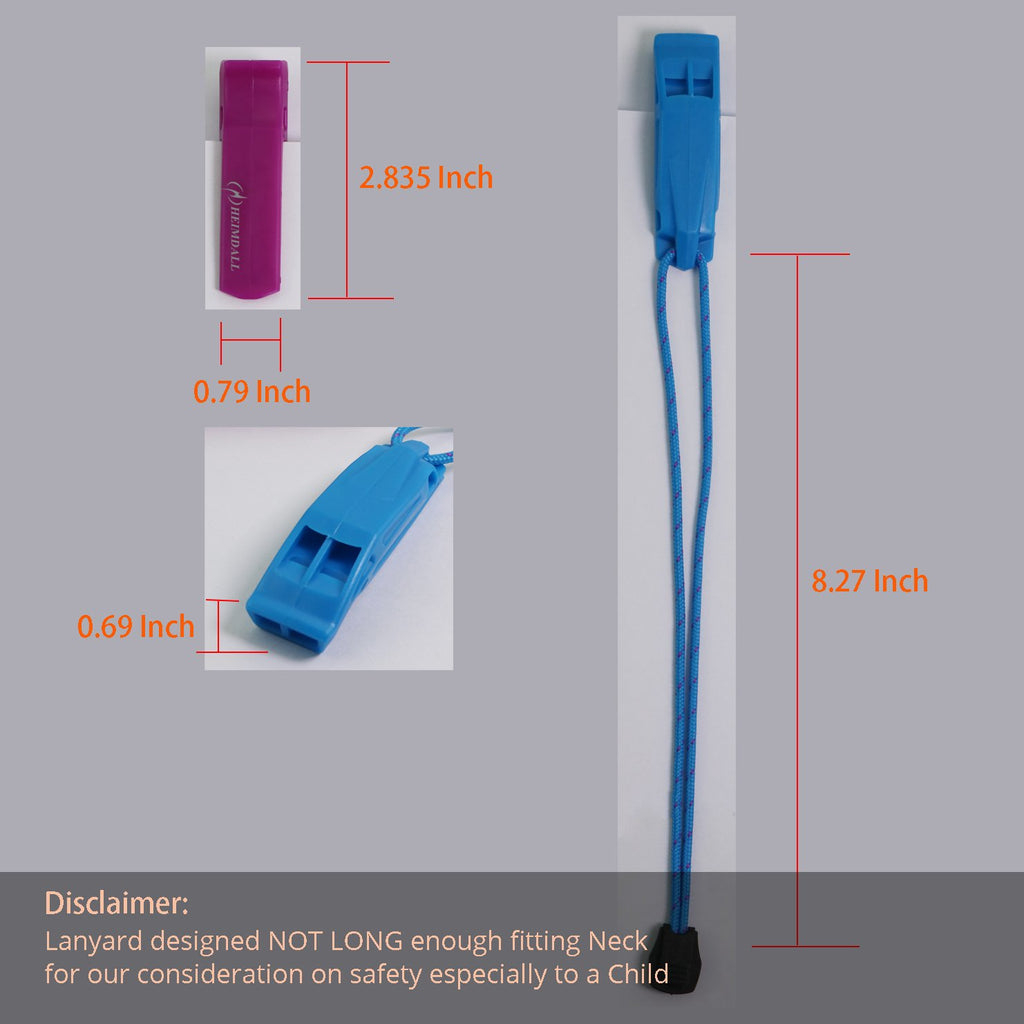 Heimdall Emergency Survival Whistle With Lanyard (2 Pack) For Safety Boating Camping Hiking Hunting Rescue Signaling (Blue, Purp