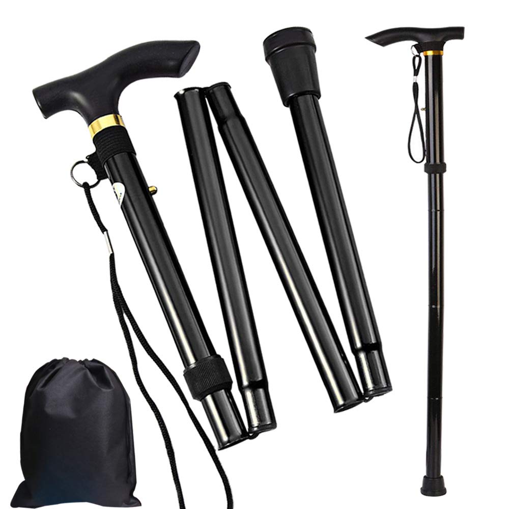 Folding Cane, Trekking Poles for Men, Women, Collapsible Walking Stick, Walking Cane with Carrying Bag, Adjustable,Lightweight, 