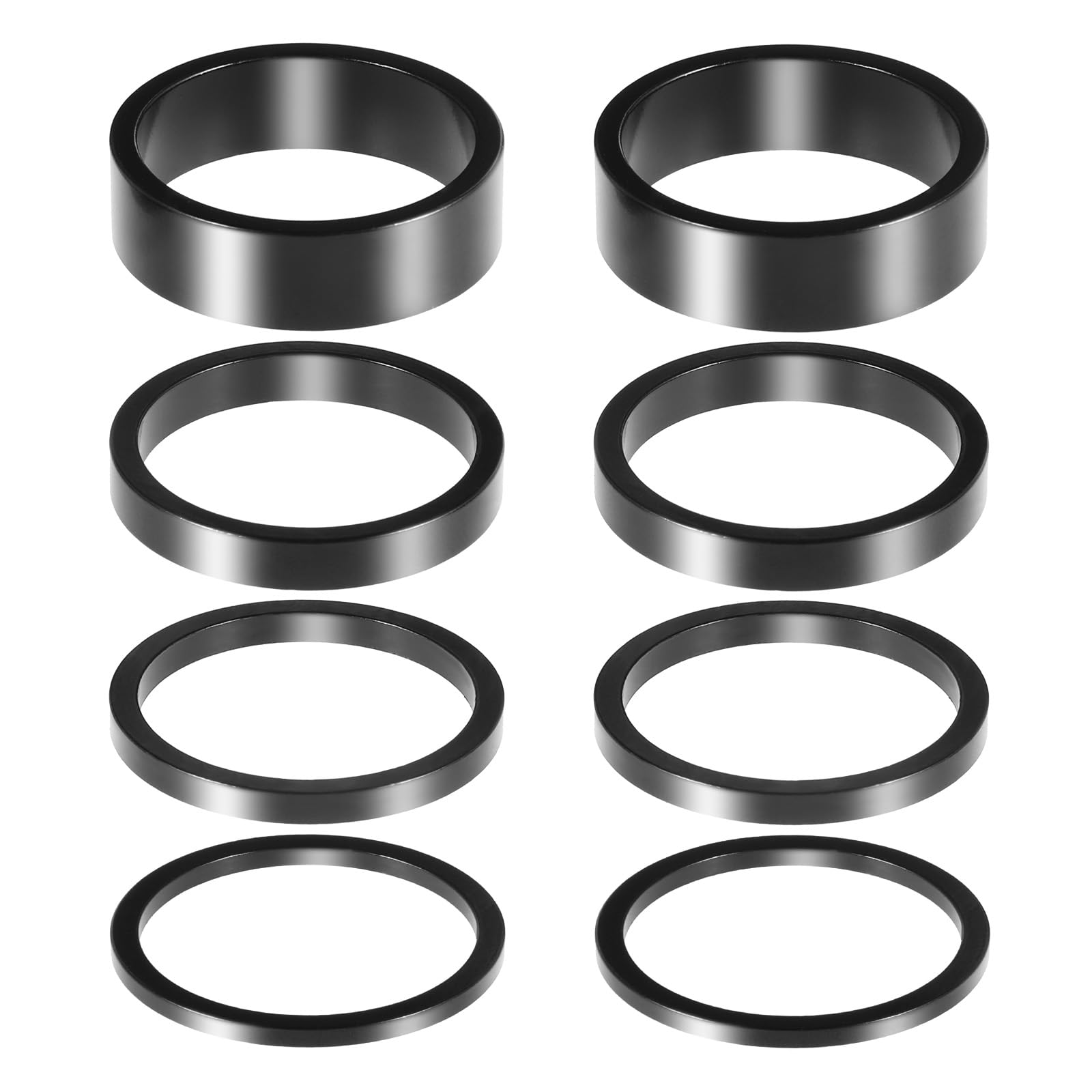 Bruislard 8 Pcs Bicycle Headset Spacer, 4 Sizes Aluminium Alloy Bike Handlebar Stem Spacers Threadless Fork Washer Fit For 1 1/8