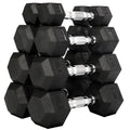 Fitvids Rubber Encased Hex Dumbbell, Set Including 5, 10, 15, 20Lb Pairs