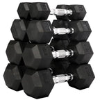 Fitvids Rubber Encased Hex Dumbbell, Set Including 5, 10, 15, 20Lb Pairs