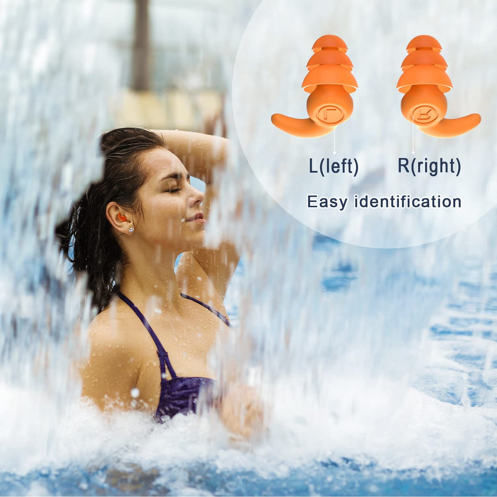 Waterproof Swimming Ear Plugs For Adults, 3 Pairs Reusable Silicone Swimmer Earplugs, Ear Protection For Showering Swimming Bath