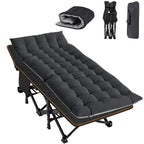 Aboron Folding Camping Cot W/Mat For Adults, Heavy Duty Outdoor Bed With Carry Bag,1200 D Layer Oxford Travel Camp Cots (Black C