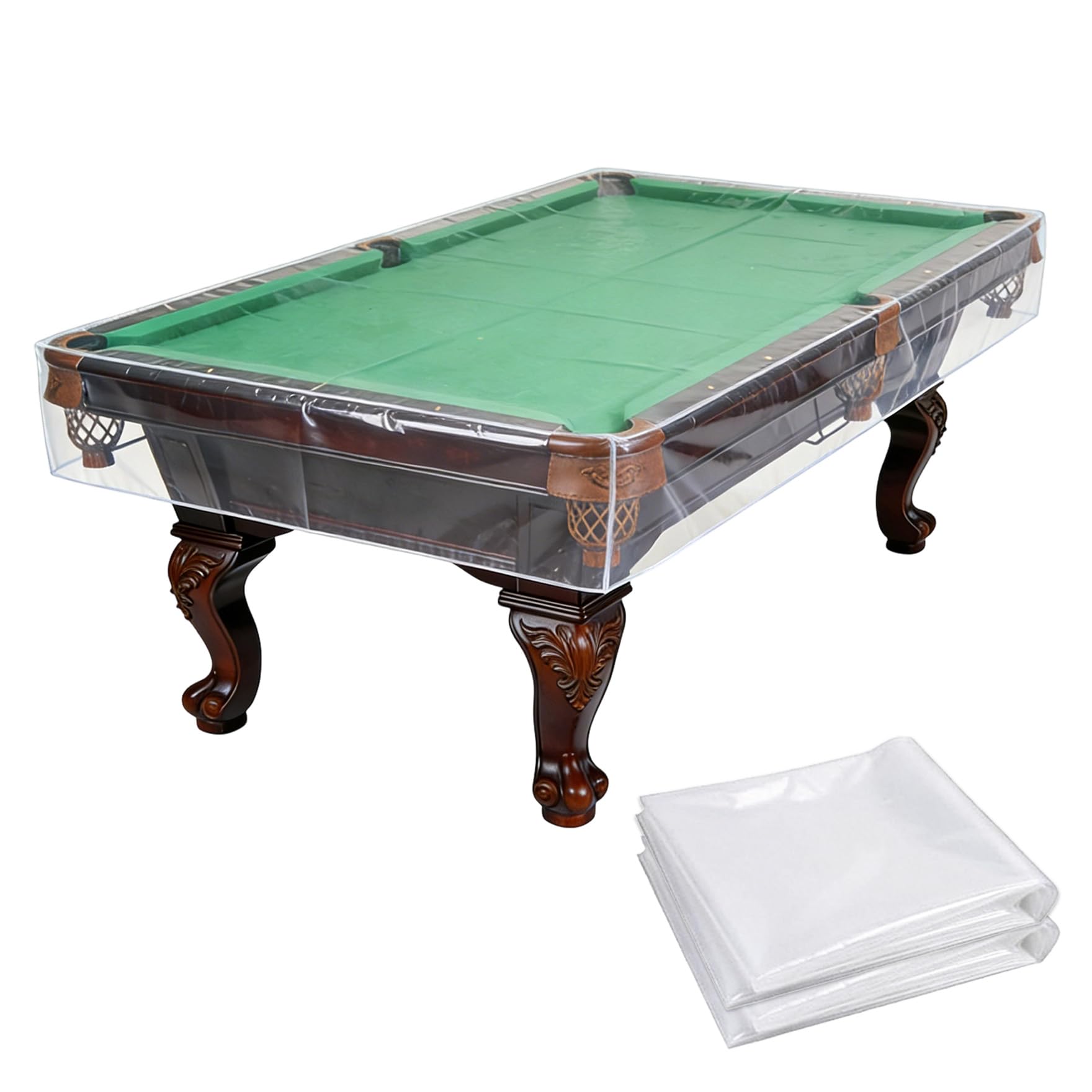Klmnop 2-Pack Waterproof Pool Table Cover for 7ft Billiard Tables, 4Mil Thick Plastic Cover Reusable Dustproof for Outdoor Stora
