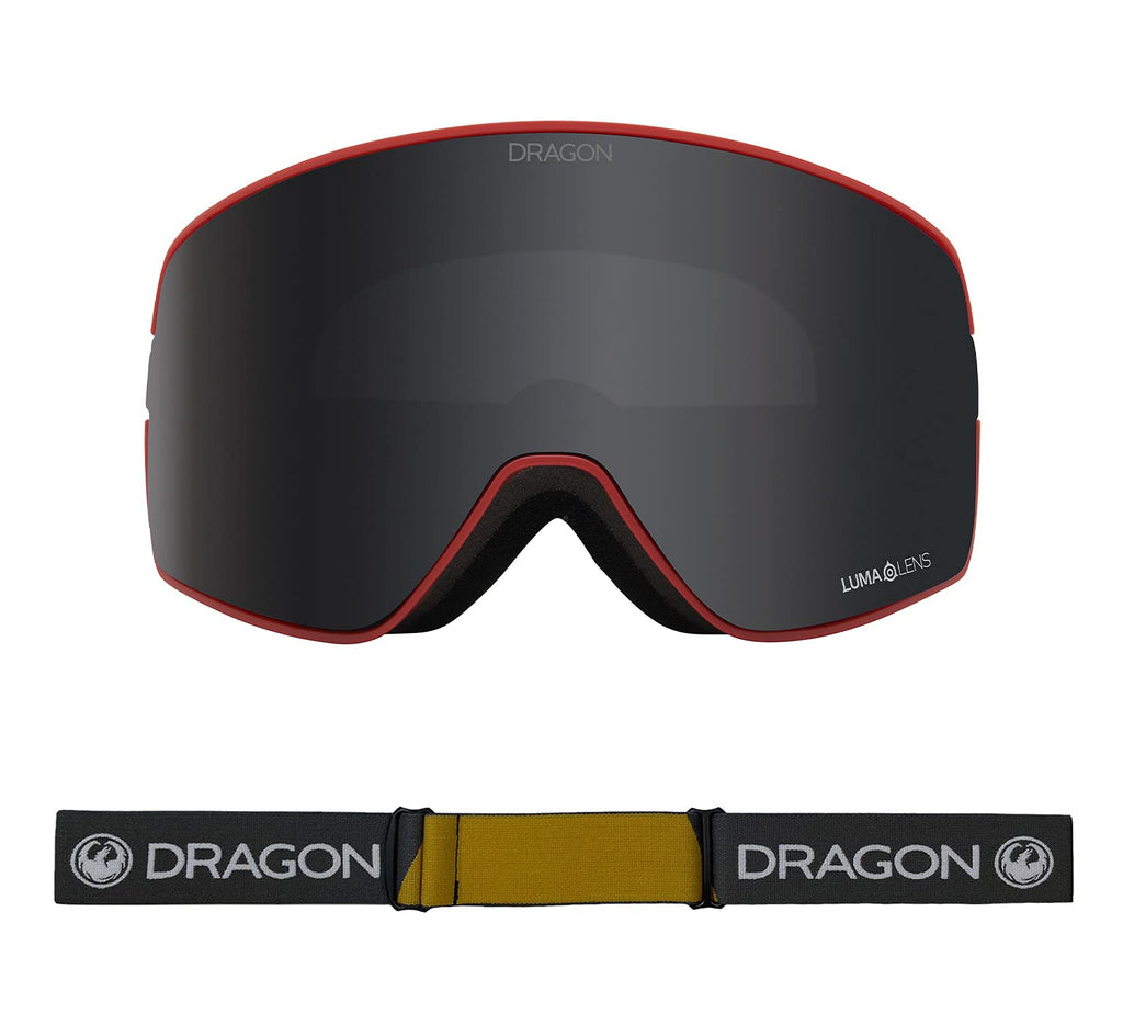 Dragon Snowgoggles Nfx2 With Bonus Lens - Block Red With Lumalens Dark Smoke + Lumalens Rose, Medium, (Nfx2 Bonus)