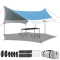 Forceatt 12X14Ft Tarp With 2 Poles, Waterproof Anti-Uv Camping Tarp Car Awning (Upf50+), Lightweight Sun Shelter For Car, Tent A