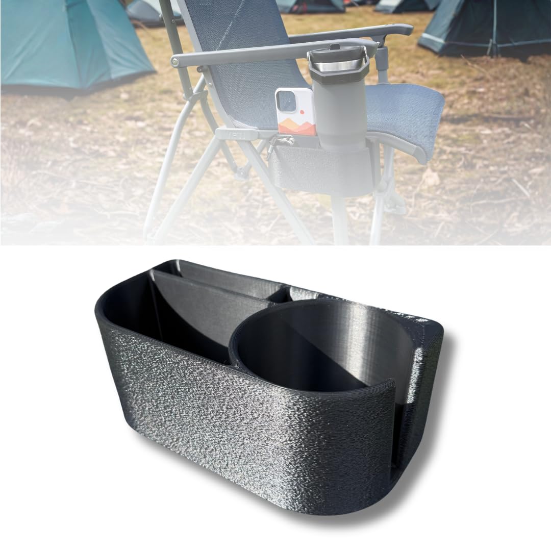 Cup Holder & Gear Tray for YETI Trailhead Camp Chair, Trailhead Field Chair & Hondo Beach Chair - Side Mount Organizer for Drink