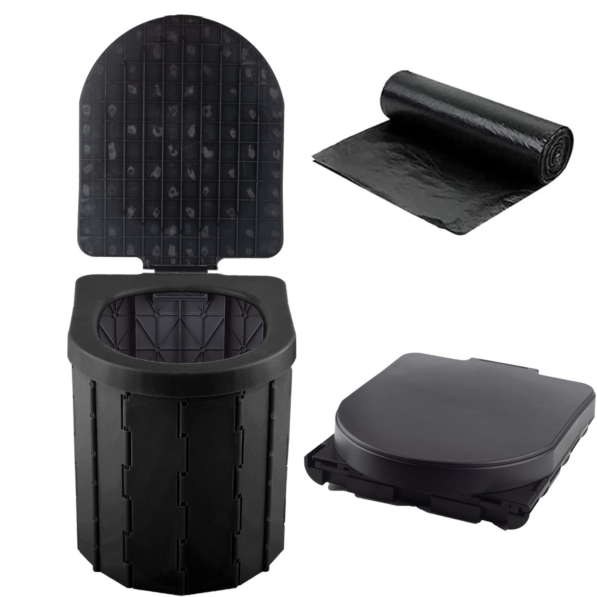 Portable Toilet For Camping, Sfsumart Foldable Camping Toilet For Adults, Emergency Potty, 12Pc Toilet Bags For Outdoor, Car Tra