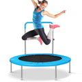 Lyromix 48Inch Mini Fitness Trampoline for Adults and Kids, Small Exercise Trampoline with Adjustable Handle for Indoor Outdoor 