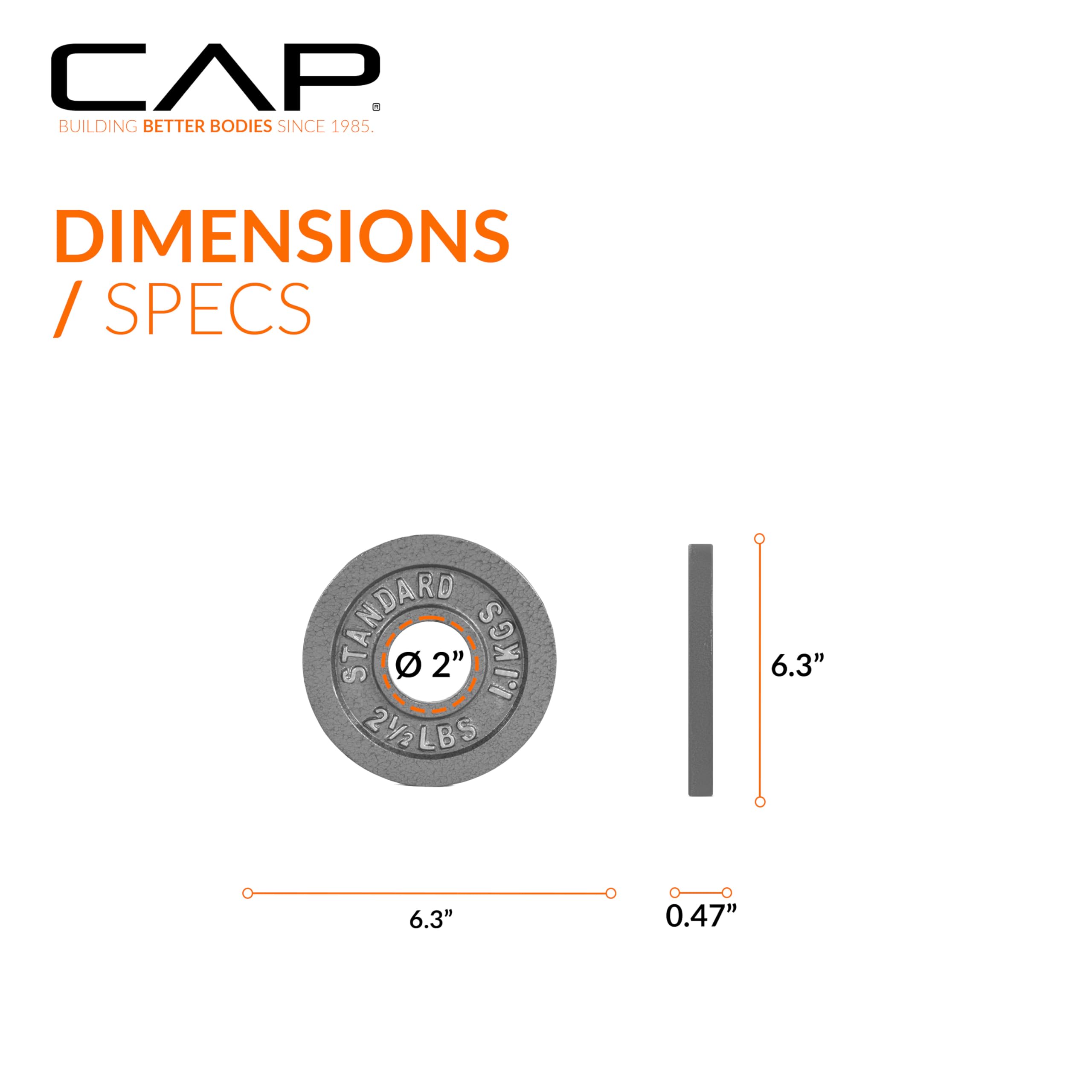 CAP Barbell Olympic 2-Inch Weight Plate, Gray, 2.5 LBS