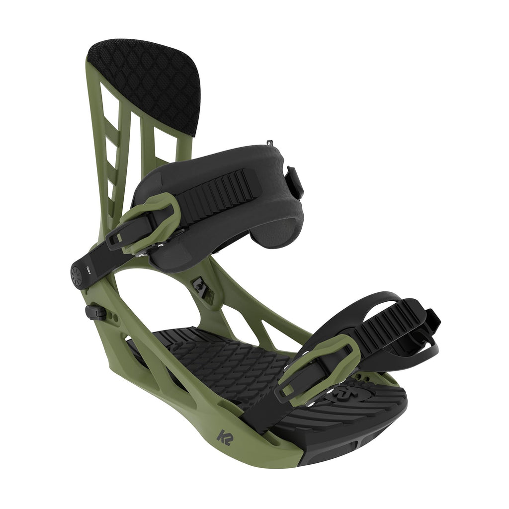 K2 Indy Mens Snowboard Bindings, M: 5-9, Moss