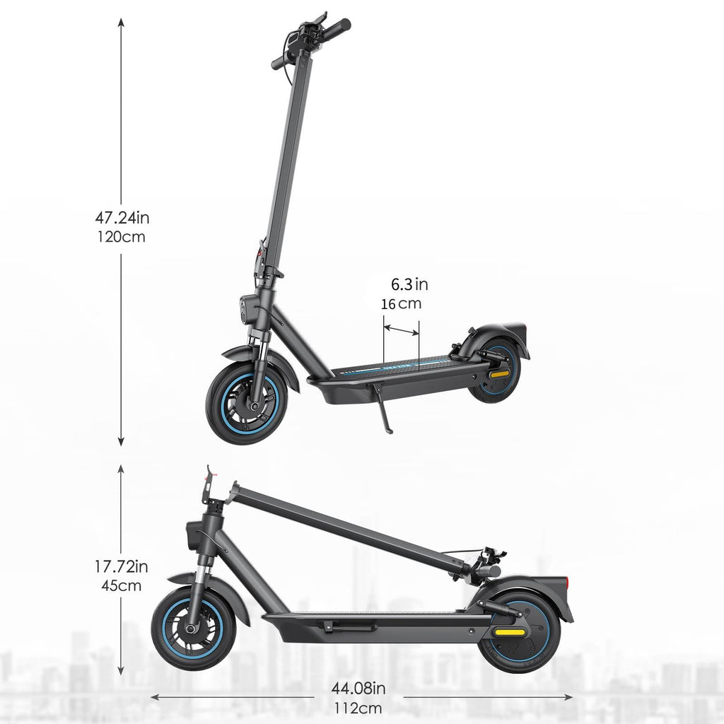 Electric Scooter,28 Mile Range Double Shock Absorption System,10   Solid Tires,Up to 25MPH,500W Powerful Motor,540W/H Foldable E
