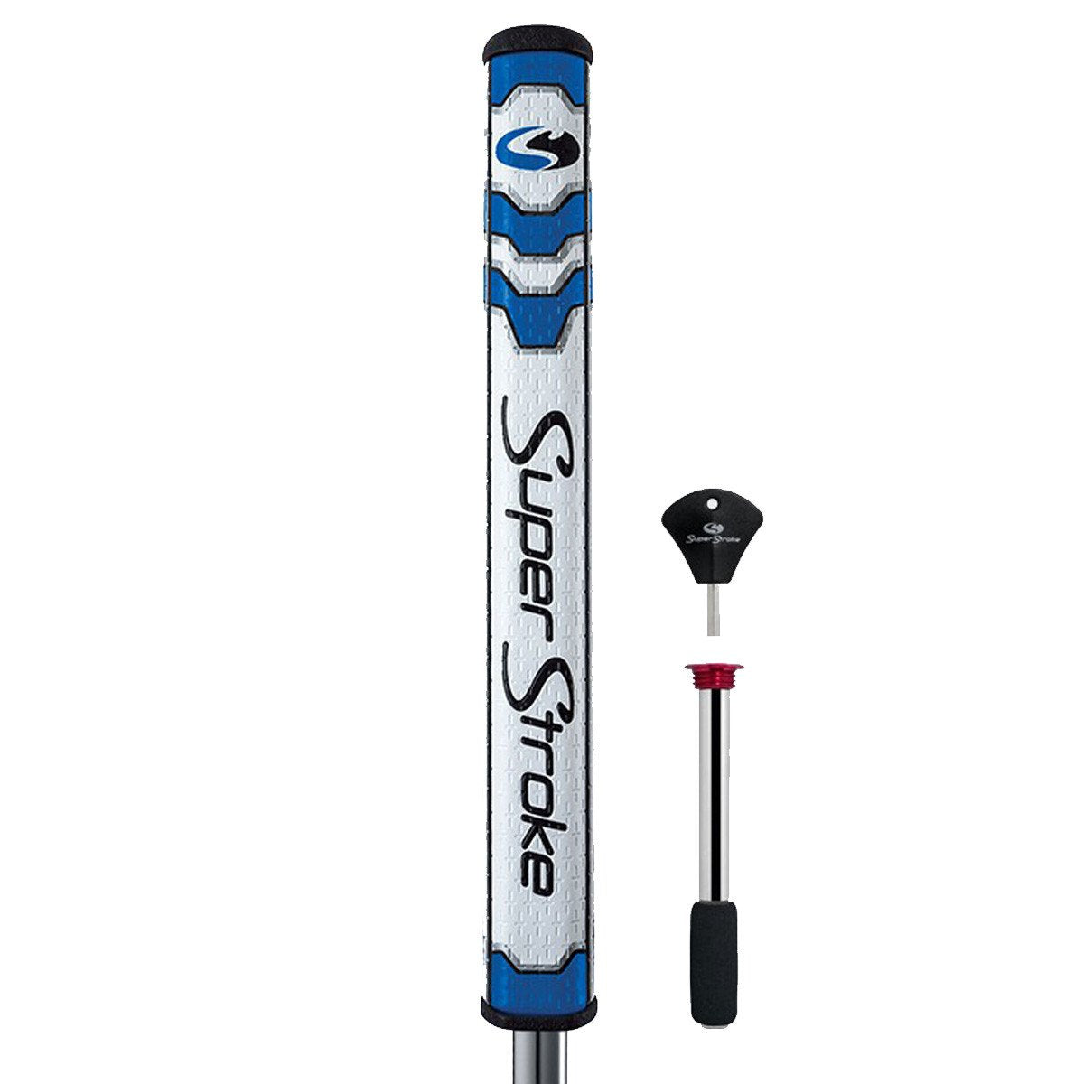 SuperStroke Mid Slim 2.0 Putter Grip with CounterCore, Blue, White/Blue, Model:60103