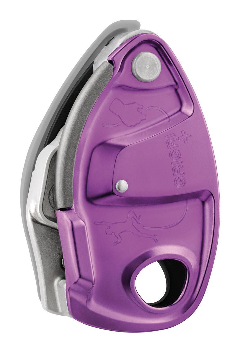 PETZL GRIGRI+ Belay Device with Cam-Assisted Blocking and Anti-Panic Handle, Suitable for Learners and Intensive Use - Violet