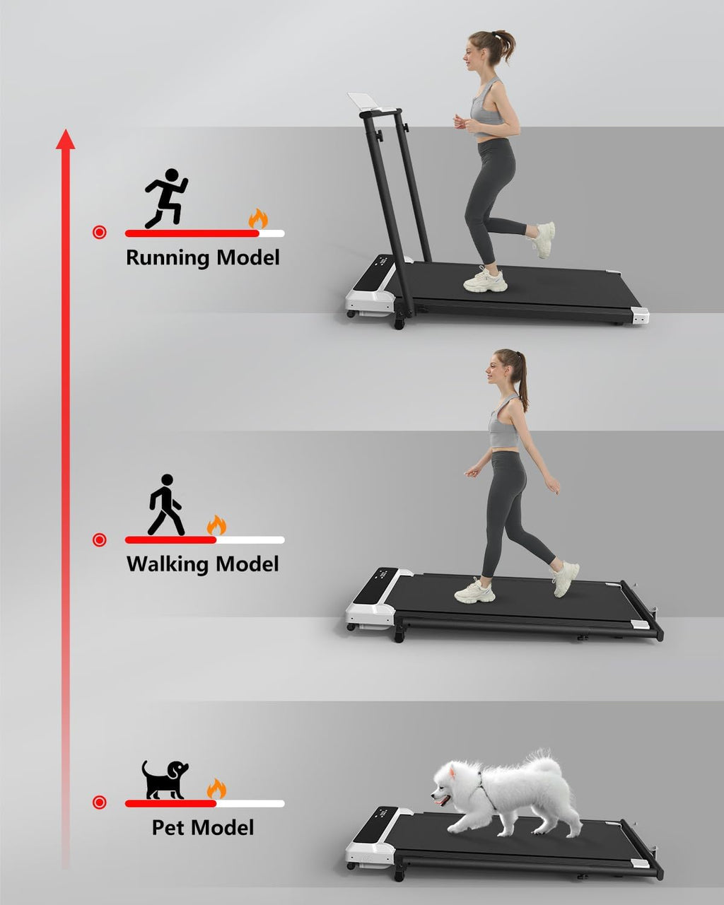 Walking Pad Treadmill With Incline,Under Desk Treadmill With Incline 2 In 1 For Walking And Jogging,2.5Hp Compact Incline Walkin