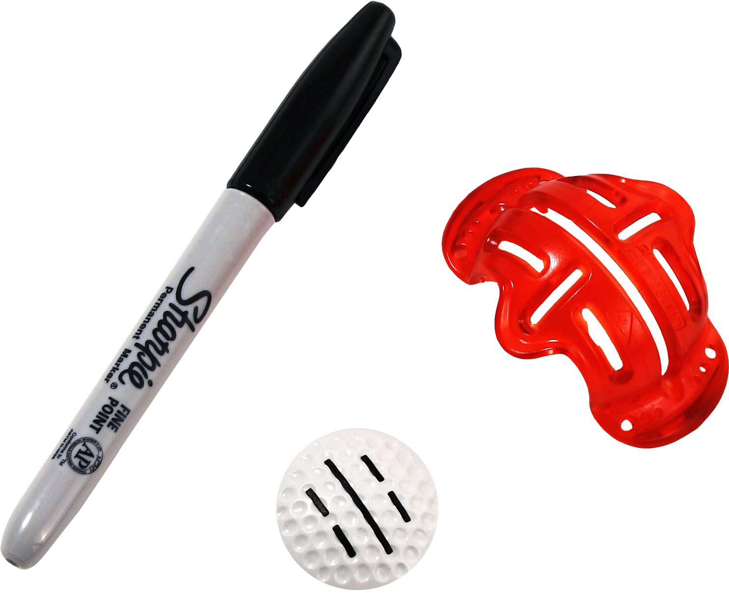 Line M Up Pro Precision Golf Ball Alignment / Identification Tool, Putt Positioning Ball Marker, & Sharpie