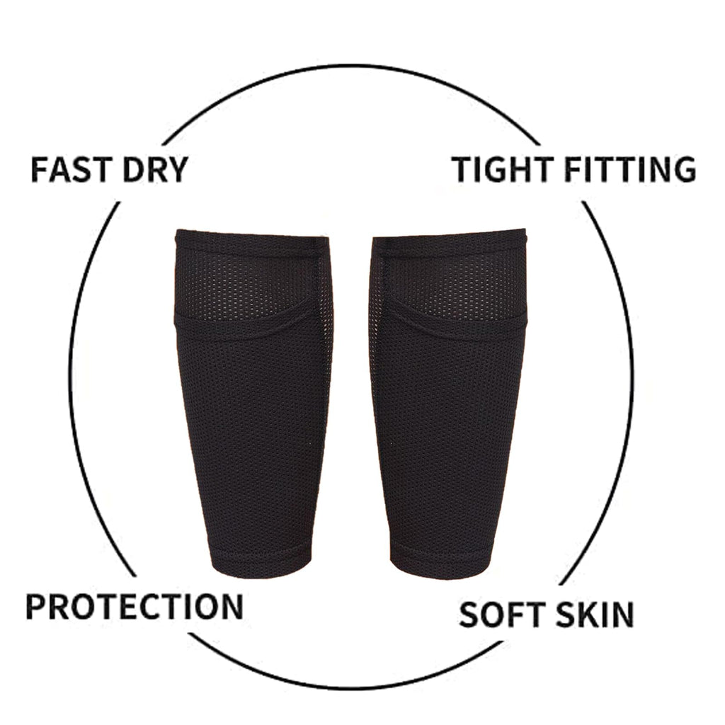 Soccer Shin Guard Sock, Leg Performance Support Football Compression Calf Sleeves With Pocket Can Holding Shin Pads, Comfort Bre