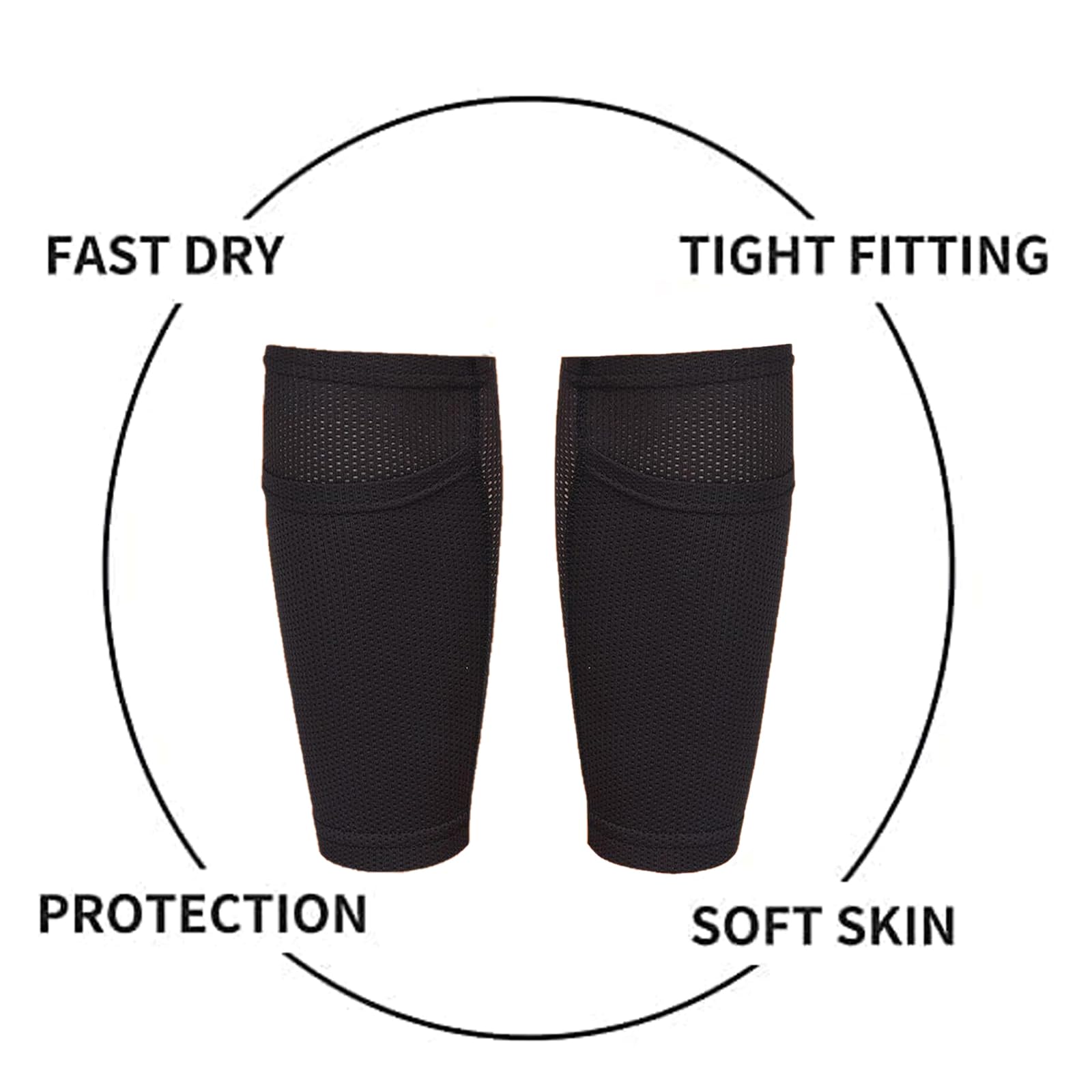 Soccer Shin Guard Sock, Leg Performance Support Football Compression Calf Sleeves With Pocket Can Holding Shin Pads, Comfort Bre