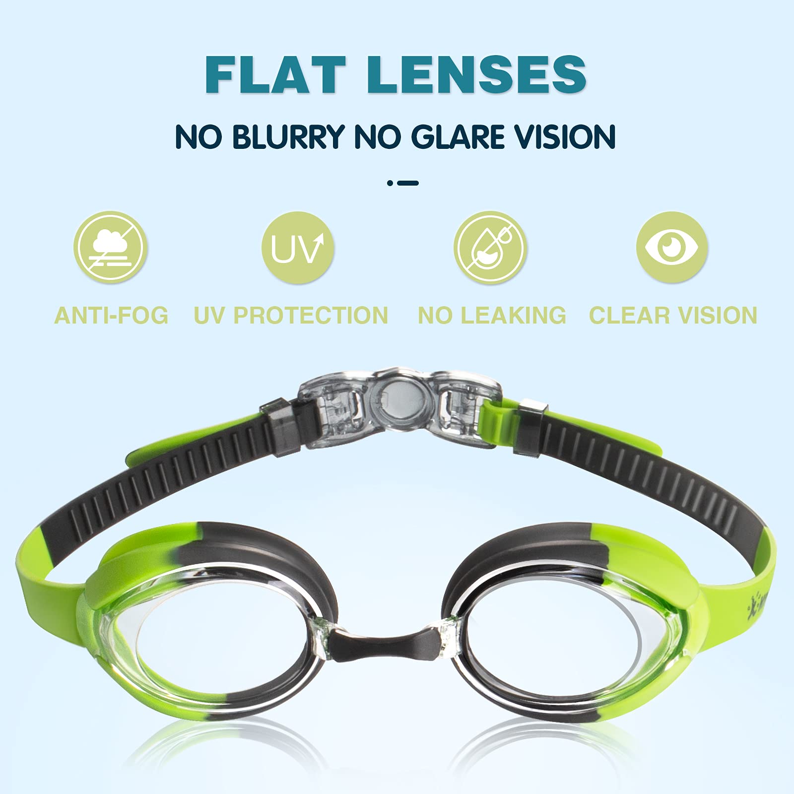 Keary Kids Swim Goggles Swimming Goggles For Toddler Children Girls Boys Youth, Anti-Fog Waterproof Uv Protection Crystal Clear