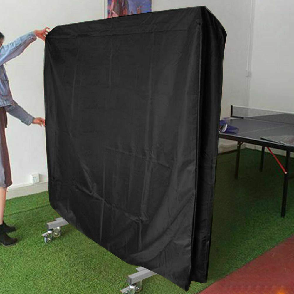 J&C Table Tennis Cover Upright 420D Ping Pong Table Cover, Black Full Uv Protected Table Tennis Cover Outdoor Waterproof Heavy D