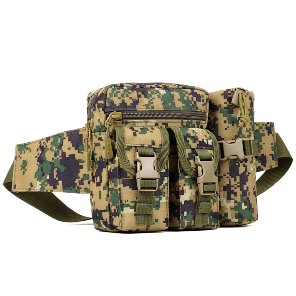 UNISTRENGH Tactical Fanny Packs Pouch With Water Bottle Pocket Holder Waterproof Molle Waist Pack Hip Belt Bag (Jungle Digital)