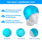 Uniswim Swim Cap And Goggles Set For Women Men With Anti Fog Glasses Clear Lens For Swimming (Aqua)
