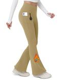 MAGCOMSEN Insulated Leggings for Women Waterproof Fleece Lined Pants with Pockets Winter Hiking Travel Snow Khaki L