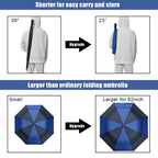 G4Free 62Inch Portable Golf Umbrella Automatic Open Large Oversize Vented Double Canopy Windproof Waterproof Sport Umbrellas(Blu