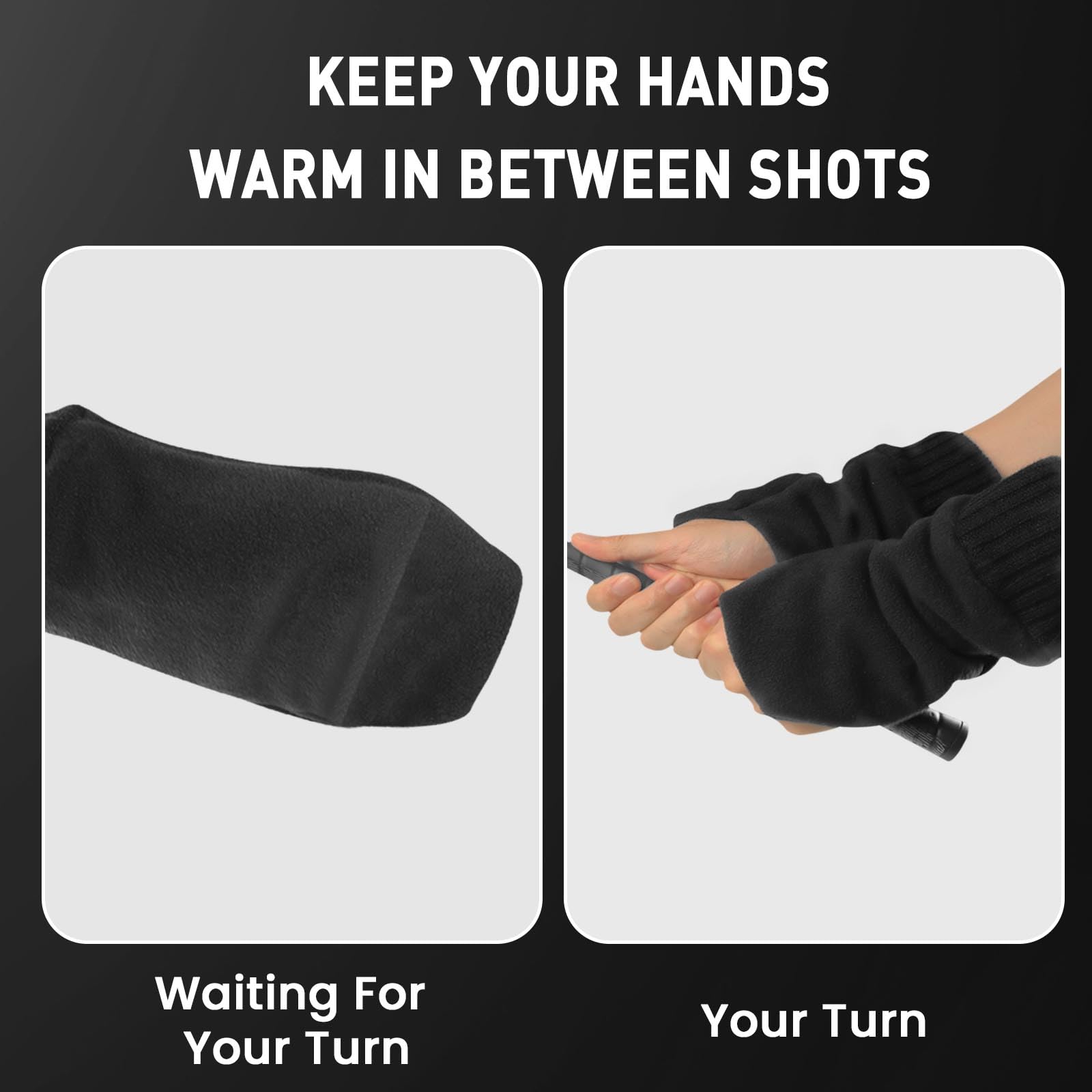 Finger Ten Winter Golf Gloves Men Mitts Mitten Warm Fleece In Pair, Pull Up Fit Soft Comfortable Set (Black, Large)