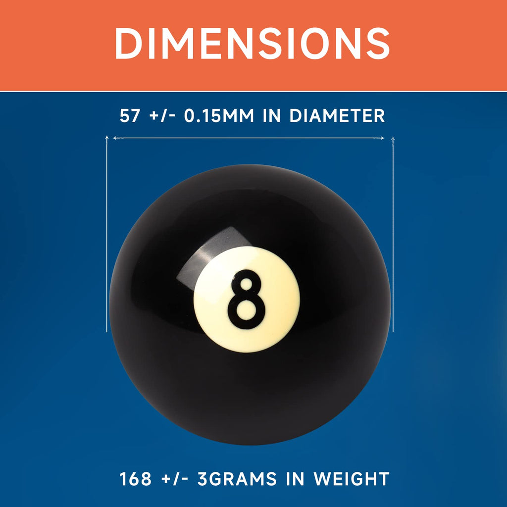 Gse 2-1/4'' Regulation Size Billiard #8 Pool Ball Replacement Eight Ball For Billiard Pool Table, Billiards Accessories