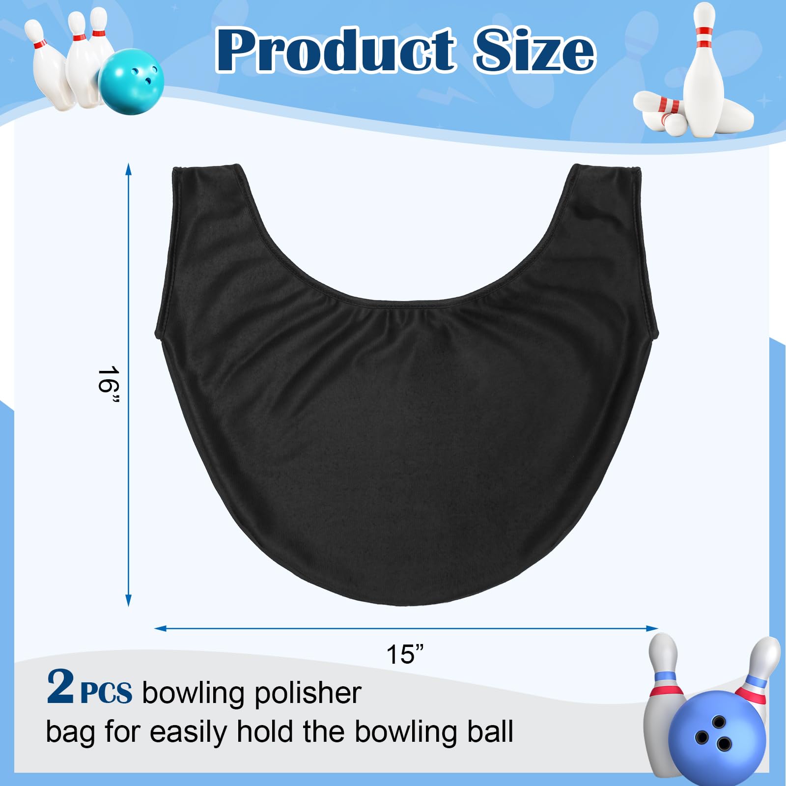 Coitek Bowling Seesaw Bag 2 Pack, Bowling Polisher Bag Carrier Ball Cleaner Holder Bag Bowling Cleaner Towel(Black)