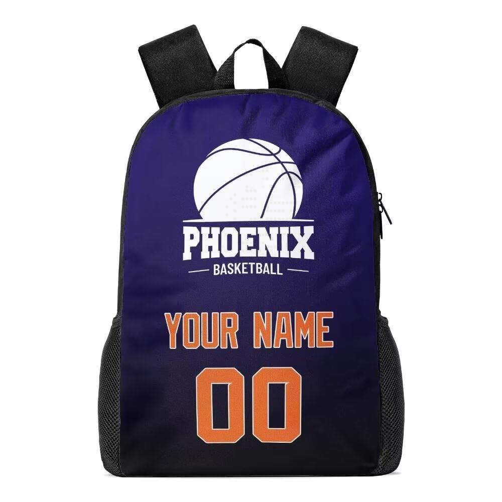 Personalized Phoenix Basketball Sports Backpack Custom City Fan Gift Shoulder Bag Add Name and Number Casual Bag