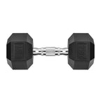 Handbode Hex Dumbbell Rubber Encased Hex Dumbbell Exercise & Fitness Hex Dumbbell, Hand Weight For Strength Training / 25 Lb