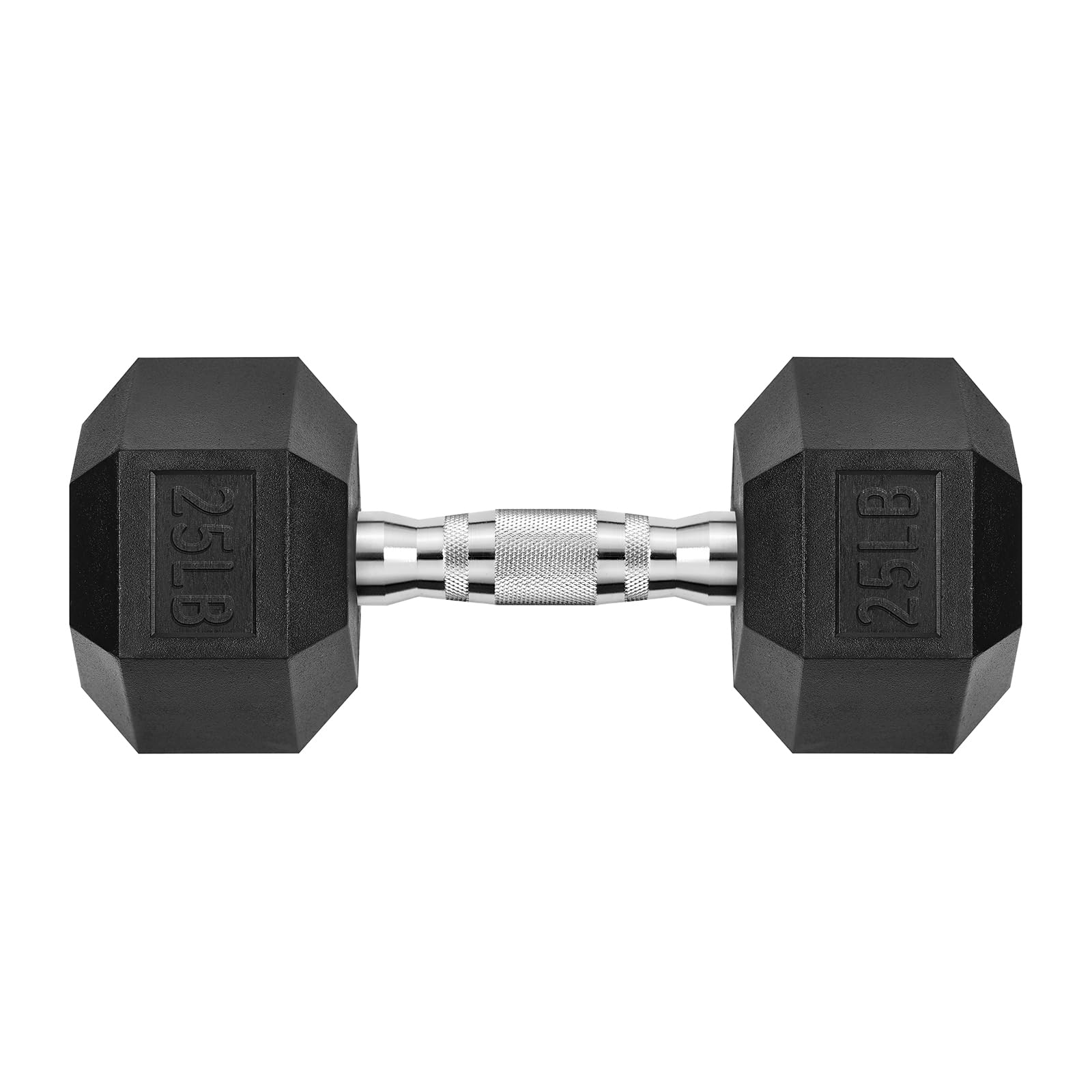 Handbode Hex Dumbbell Rubber Encased Hex Dumbbell Exercise & Fitness Hex Dumbbell, Hand Weight For Strength Training / 25 Lb