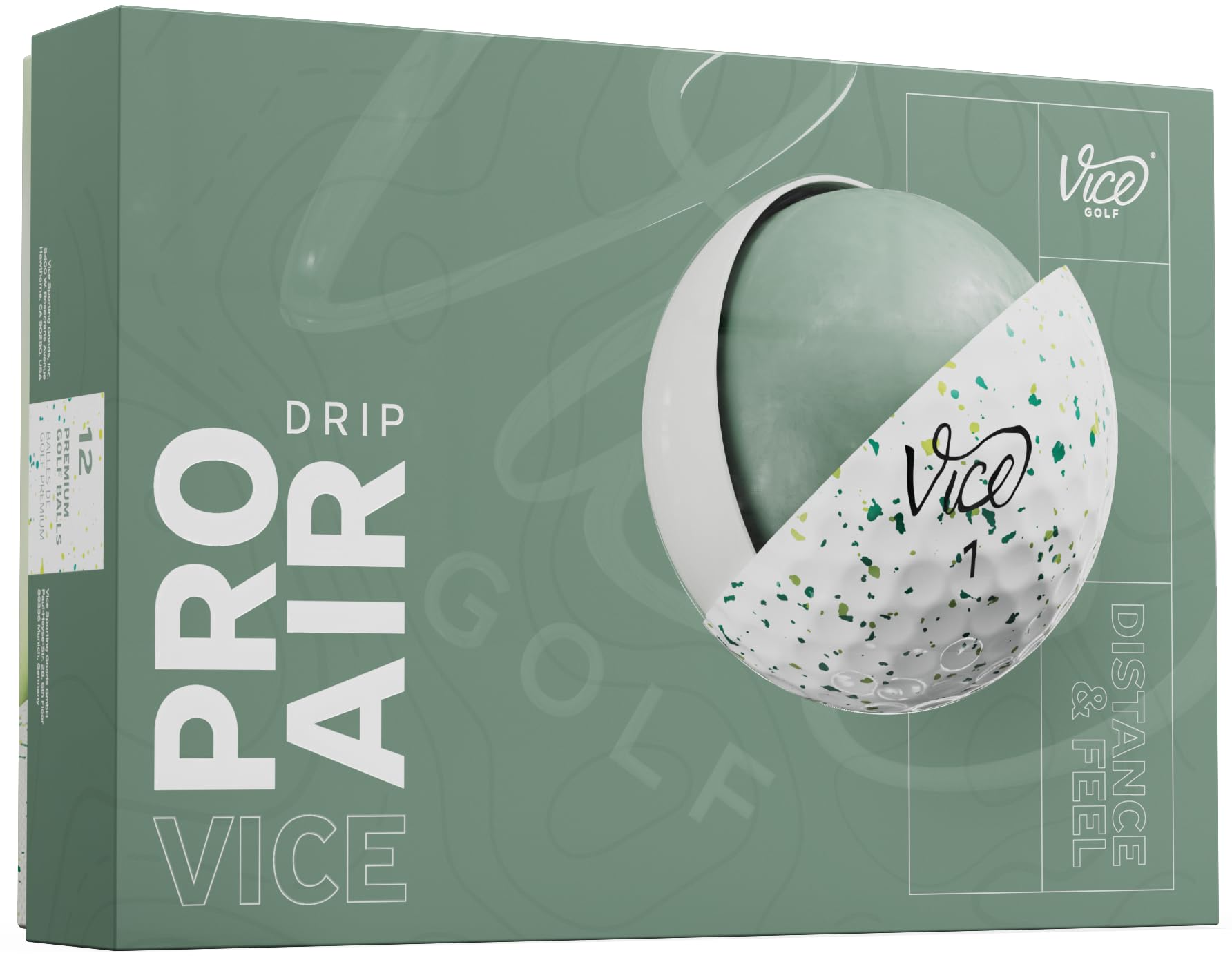 Vice Pro Air Golf Balls, Petrol/Yellow Drip