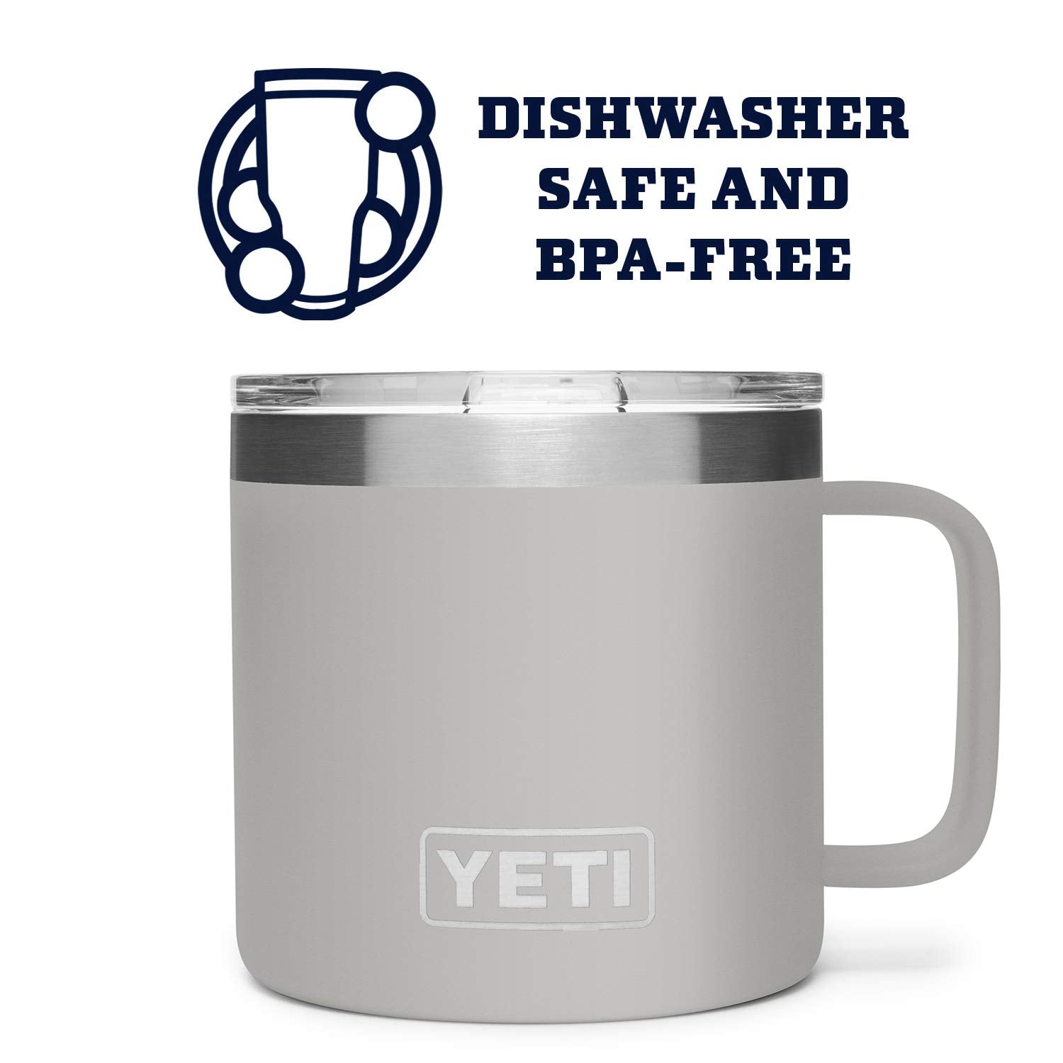 Yeti Rambler 14 Oz Mug, Vacuum Insulated, Stainless Steel With Magslider Lid, Granite Gray